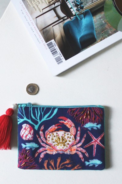 Coral Crab Purse 