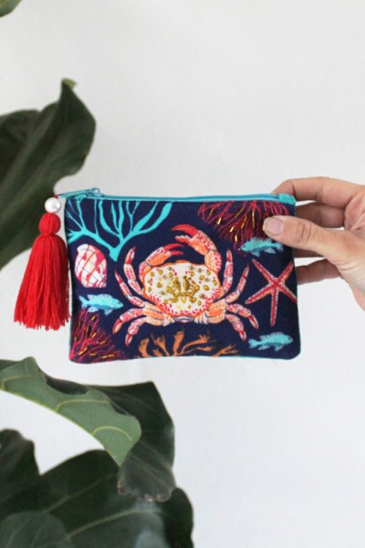 Coral Crab Purse 