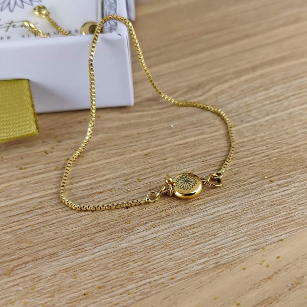 Chain bracelet with birth flower in gold- plating
