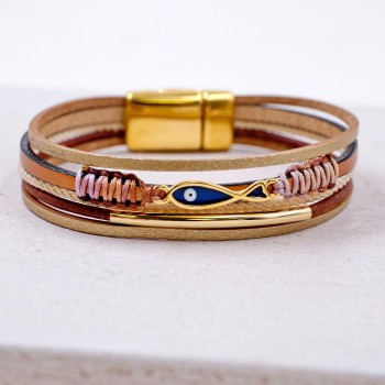 Enamelled Fish Leather Bracelet 